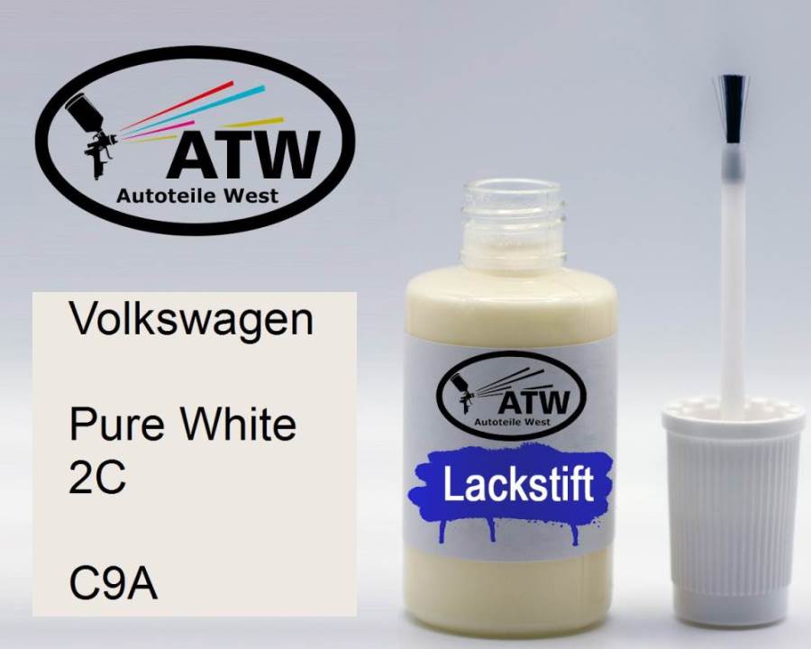 Volkswagen, Pure White 2C, C9A: 20ml Lackstift, von ATW Autoteile West.